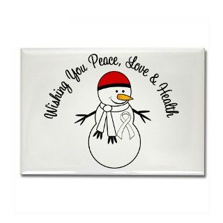 Christmas Snowman White Ribbon Rectangle Magnet by gifts4awareness