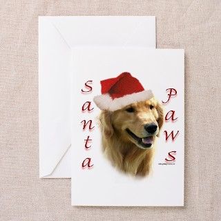 Santa Paws Golden Greeting Cards (Pk of 10) by denofthedog