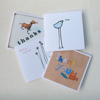 pack of twelve mini thank you cards by koodles