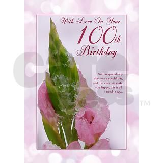100th Birthday Card With Pink Flower (Pk of 10) by MoonlakeDesigns