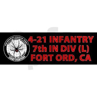 Black 4 21 Infantry Bumper Sticker by 7thinfantry