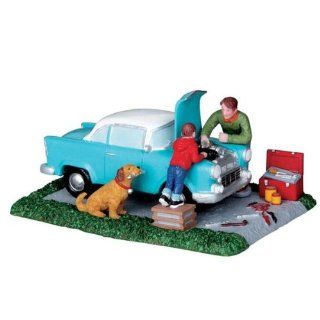 Tune Up Father Son Fix It Christmas Village Table Accent Accessory   Holiday Figurines