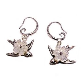 mother of pearl silver swallow earrings by eve&fox