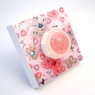 girls pink and white butterfly light switch by candy queen designs