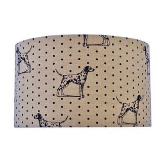 lampshade in designer dogs fabric by the wooden lamp company