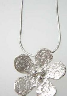 silver flower necklace by heart gallery