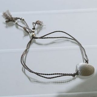sterling silver shell and silk bracelet by penelopetom direct ltd