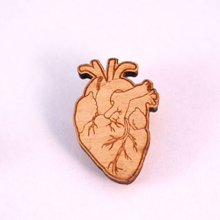 anatomy of the heart wooden brooch by vivid please