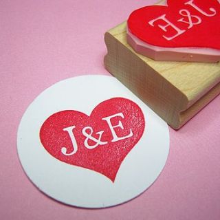 personalised heart hand carved rubber stamp by skull and cross buns