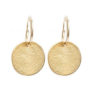 18ct gold vermeil irregular disc earrings by sibylle jewels