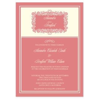 Charming Heart Frame Wedding Invitation (blush) by thehappypeacock
