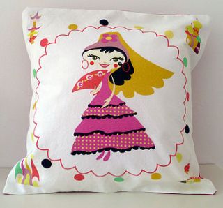 spanish senorita cushion cover by freckleface