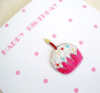 'happy birthday' hand embroidered cards by sabah designs
