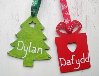 personalised coloured christmas tag by dream scene children's gifts