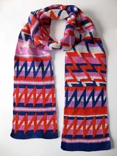 'lightening strikes' zig zag design scarf by one woman collective