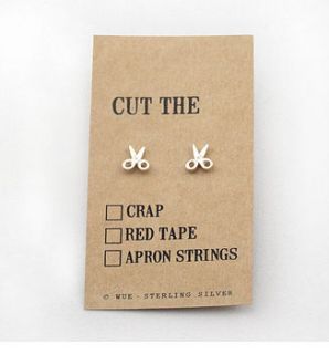 'cut the' scissors silver earrings by wue