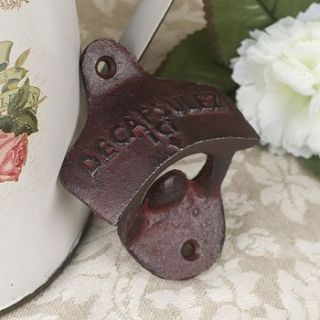 red cast iron wall bottle opener by dibor