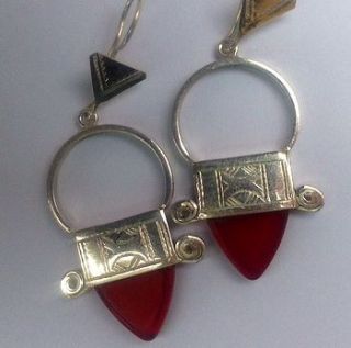 sterling silver and red glass hoop earrings by alkina