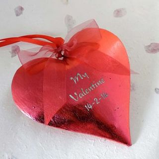 personalised red valentine heart by wooden keepsakes