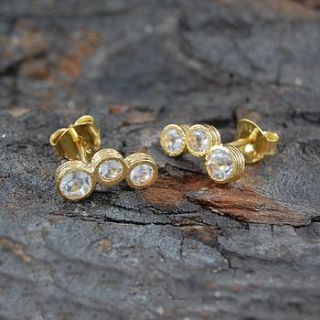 gold and white topaz graduating earrings by embers semi precious and gemstone designs