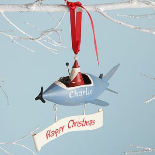 personalised santa on zeppelin plane by chantal devenport designs