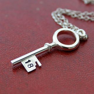 personalised 18th silver key necklace by sarah lawrence jewellery