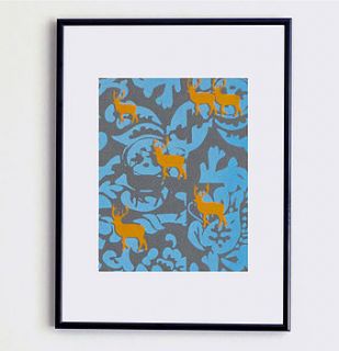 deer and damask print by tania carmen