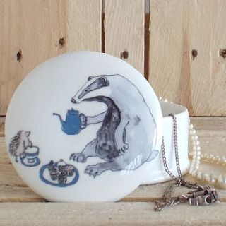 badger and hedgehog design trinket box by mellor ware