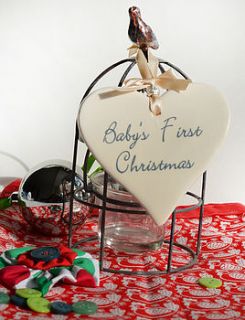 baby's first christmas ceramic heart by dimbleby ceramics