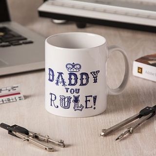 personalised 'dad you rule' mug by the contemporary home