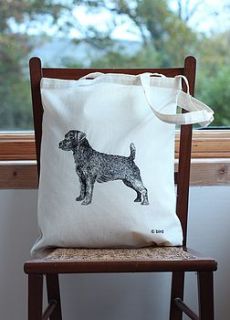 terrier dog print cotton tote bag by bird