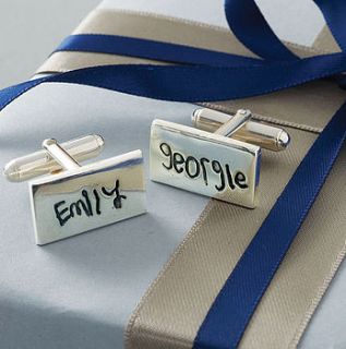 personalised signature cufflinks by touch on silver