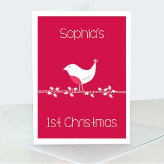 personalised 1st christmas card with print by ciliegia designs