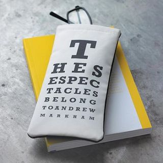 personalised eye chart glasses case by letterfest