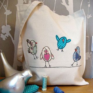 bouncy birds canvas shopper bag by delly doodles