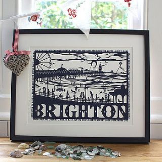 brighton seafront folk art print by mimi & mae