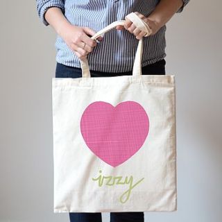 personalised love heart canvas bag by hannah stevens