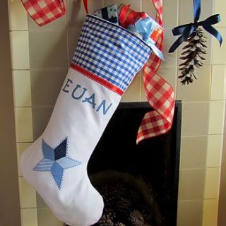 personalised christmas stocking festive star by sara perry designs