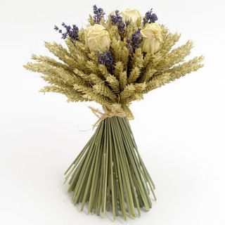 cream rose and lavender wheat sheaf by shropshire petals
