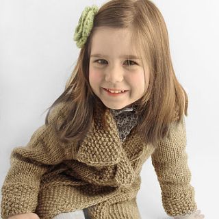 girls handmade double moss coat by nyoki handmade london