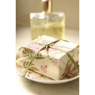 soap on saucer by lavender room