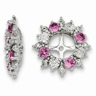 Sterling Silver Created Pink Sapphire Earring Jackets QJ120OCT Jewelry