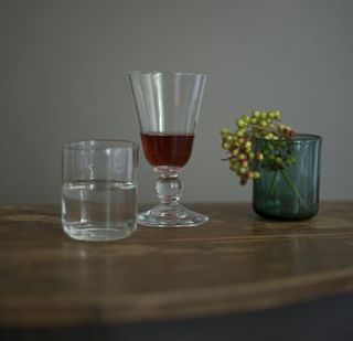 hand blown glass wine goblet by roost living
