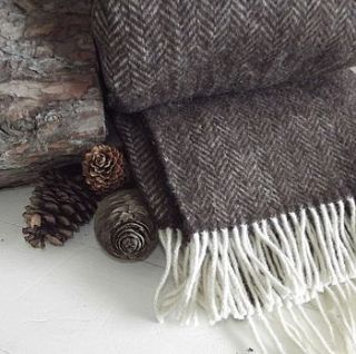 'chocolate brown' herringbone tweed throw by rustic country crafts