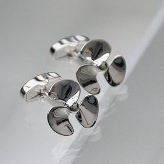 personalised silver propellor cufflinks by penelopetom direct ltd