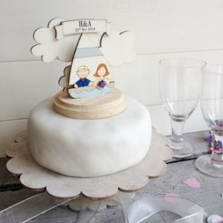 personalised sailing boat wedding cake topper by just toppers