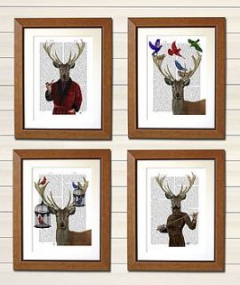 deer collection four dictionary prints by fabfunky