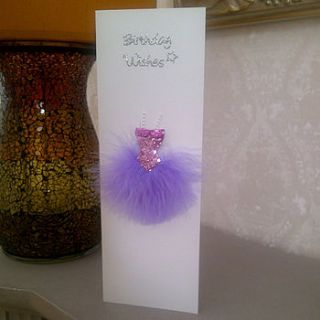 feather dress birthday card by loving luxuries