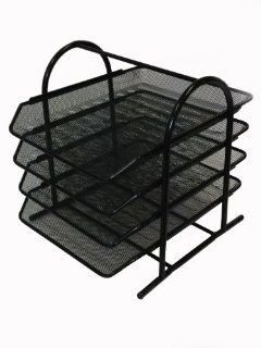 Buddy Products Mesh 4 Tier Letter Tray, 13.8 x 11.8 x 12.3 Inches, Black (ZD018 4)  Office Desk Trays 