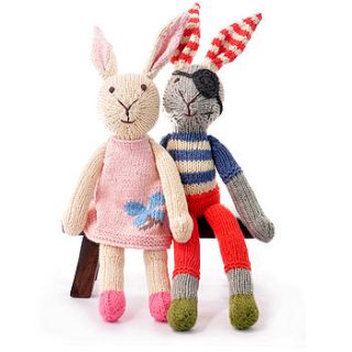 hand knitted soft toy rabbit by chunkichilli